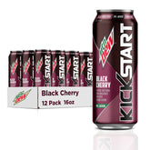Product Summary: Mountain Dew Kickstart, Black Cherry, 92mg Caffeine, Vitamins B & C, 80 Calories, 5% Juice, 16 fl oz (12 Count)