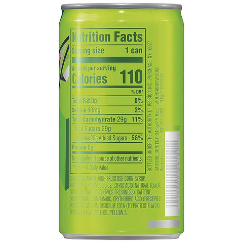Product Summary: Mountain Dew, 7.5 Fl Oz Cans, 6 Pack