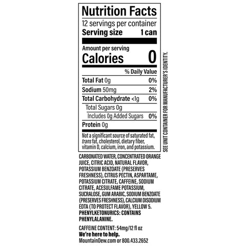 Product Summary: Diet Mountain Dew Soda, 12 Fl Oz Cans (Pack of 12)