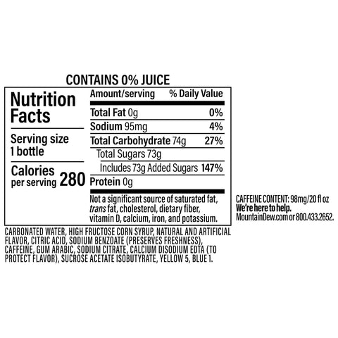Product Summary: Mountain Dew Baja Blast 20oz