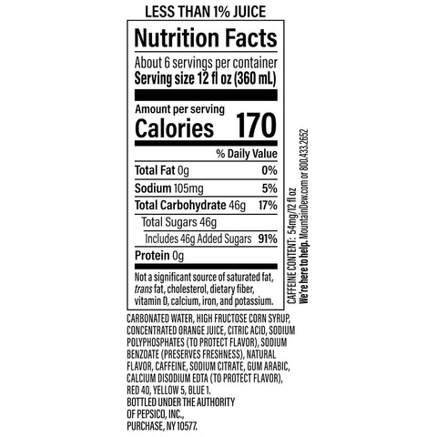 Product Summary: Mountain Dew Code Red, 2 Liter Bottle