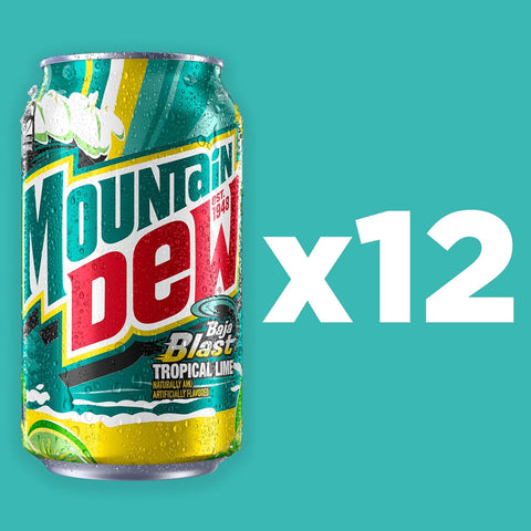 Product Summary: Mountain Dew Baja Blast Cans, 12 oz Cans, 12 Count