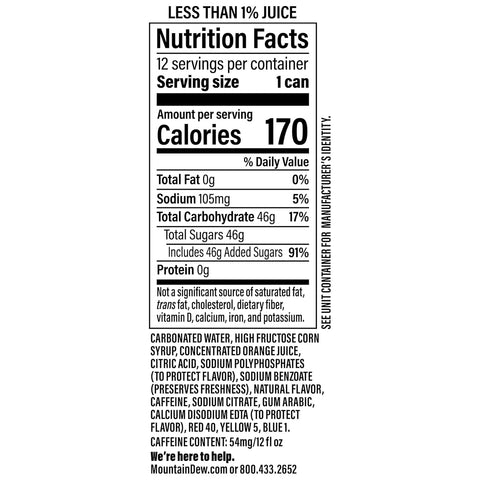 Product Summary: Mountain Dew Code Red Cherry, 12 Fl Oz Cans, 12 Pack