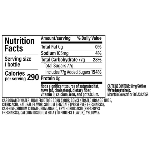 Product Summary: Mountain Dew, 20 Fl Oz Bottle