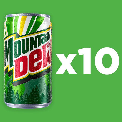 Product Summary: Mountain Dew Soda, 7.5 Fl Oz Mini Cans (Pack of 10)