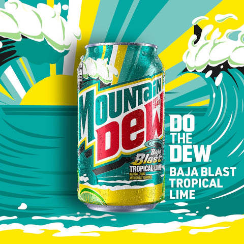 Product Summary: Mountain Dew Soda, 2 Flavor Baja Blast Variety Pack (Baja Blast, Original Dew), 12 Fl Oz Cans (Pack of 18)